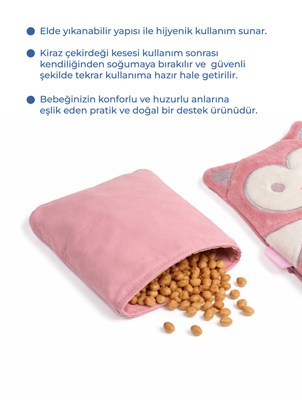 366 Kiraz Çekirdekli Baykuş Kadife Gaz Yastığı / Gül Kurusu-4