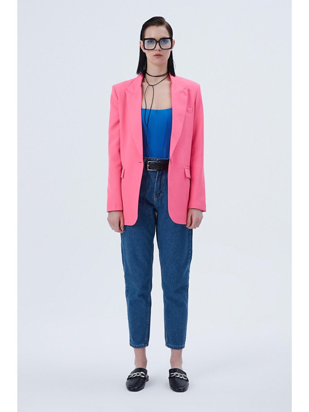 QUZU Blazer Ceket Neon Pembe