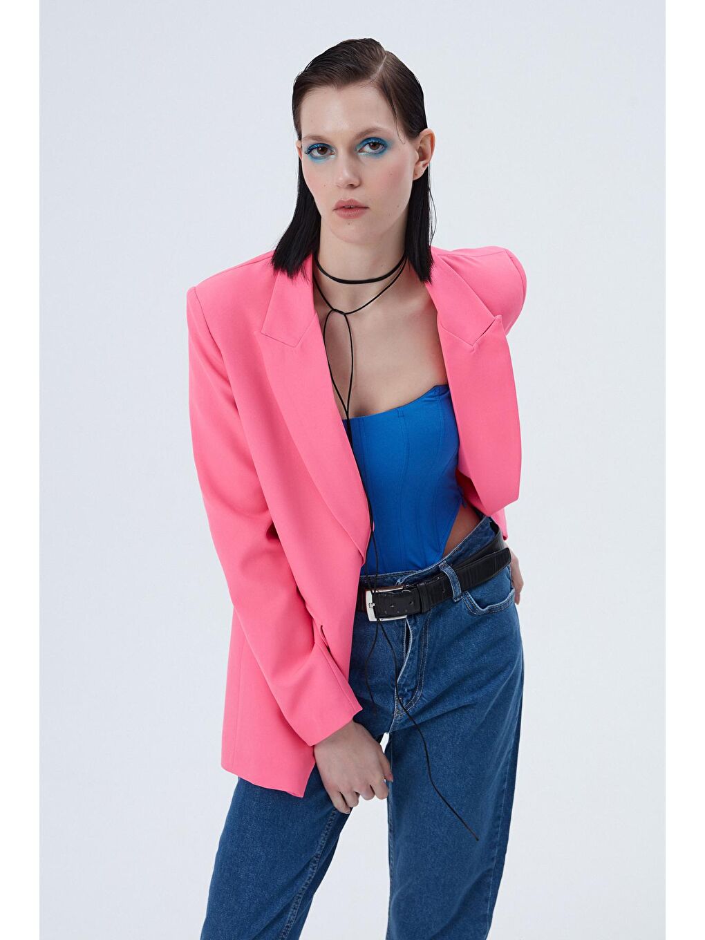 QUZU Blazer Ceket Neon Pembe - 2