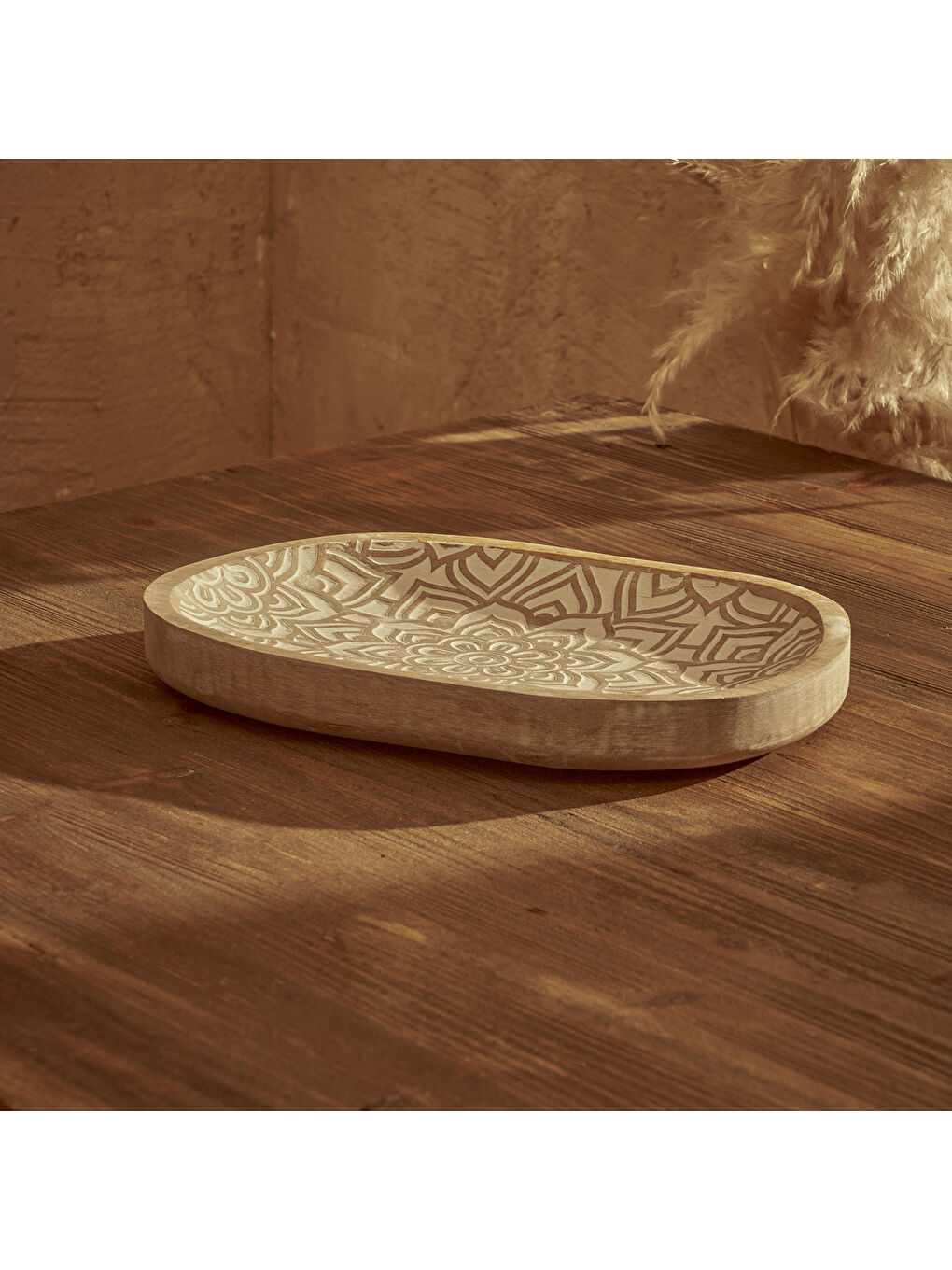 Bej Aldo Mango Ağacı Dekoratif Tabak Naturel (30x3,5x20 cm)-3