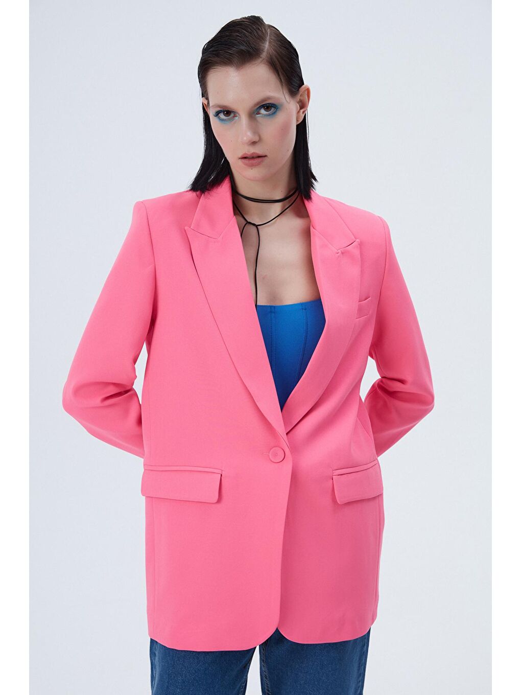 QUZU Blazer Ceket Neon Pembe - 3