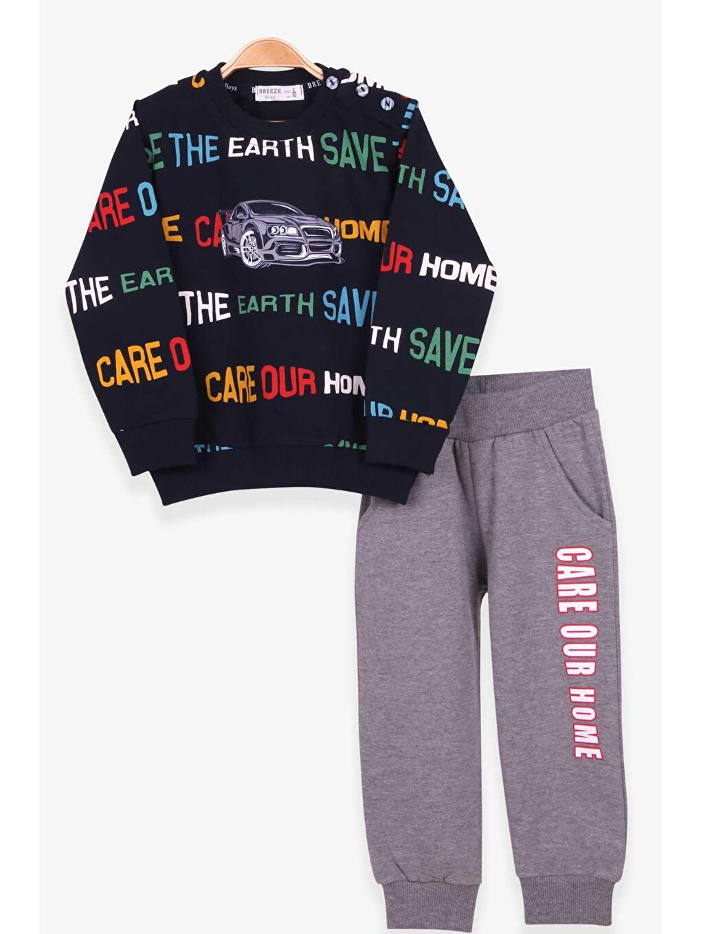 Erkek Bebek Eşofman Takım Araba Baskılı Lacivert (2 Yaş)