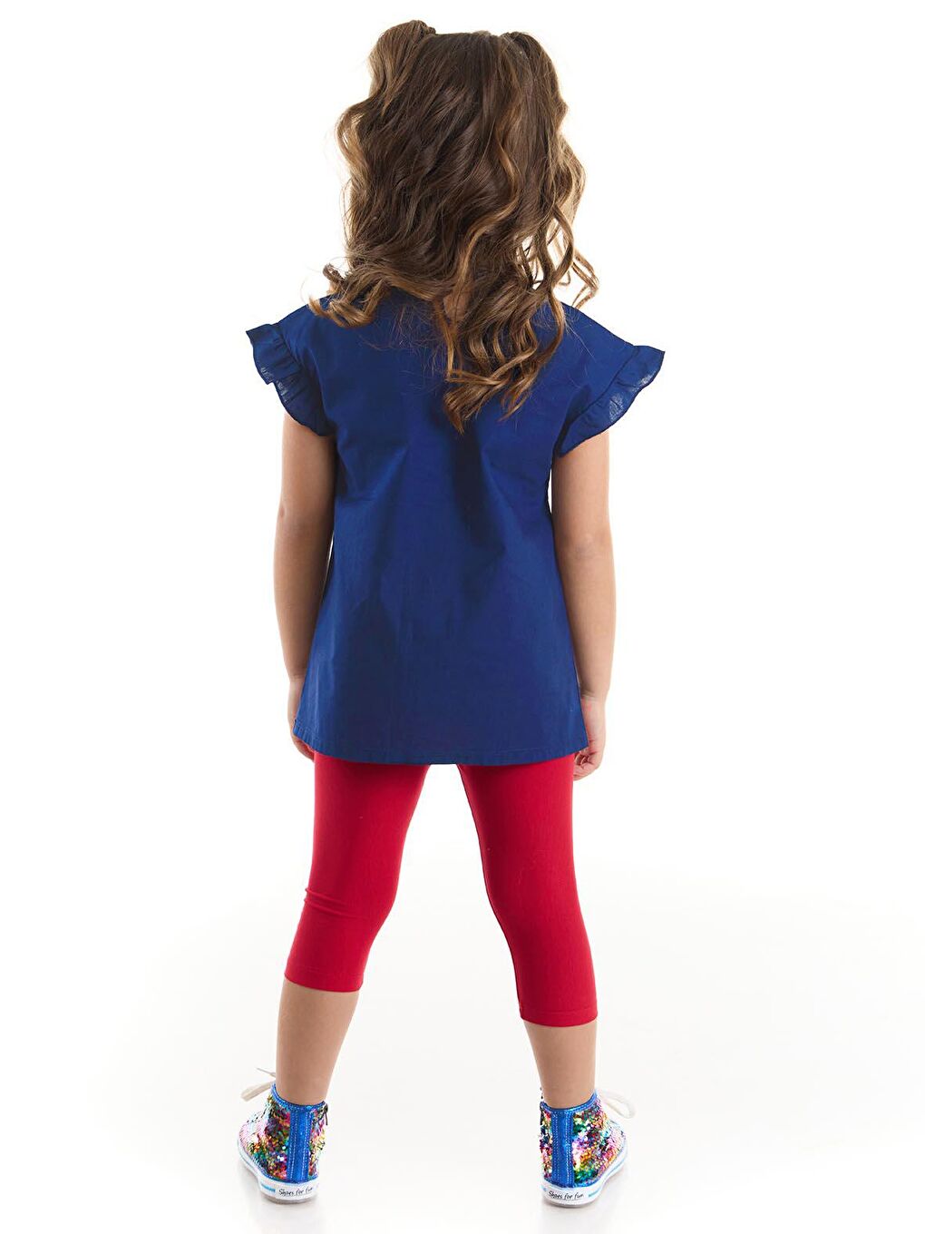 Karışık Çiçekli Balık Kız Tunik Tayt Takım-1