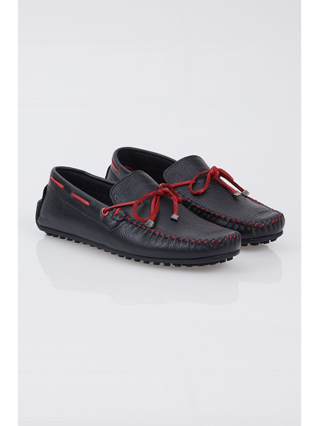 Erkek Siyah İp Detaylı Rahat Kalıp Hakiki Deri Loafer-3