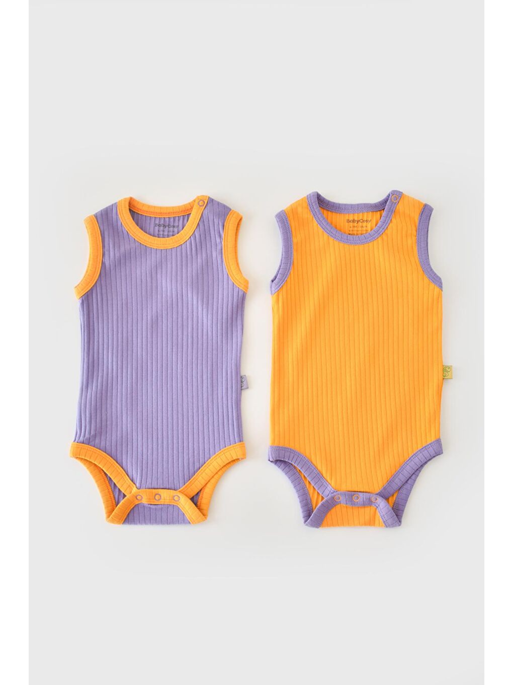 BabyCosy Organic Wear Turuncu Rıbana 2 Pcs Sleeveles Body Yellow-Purple - 1