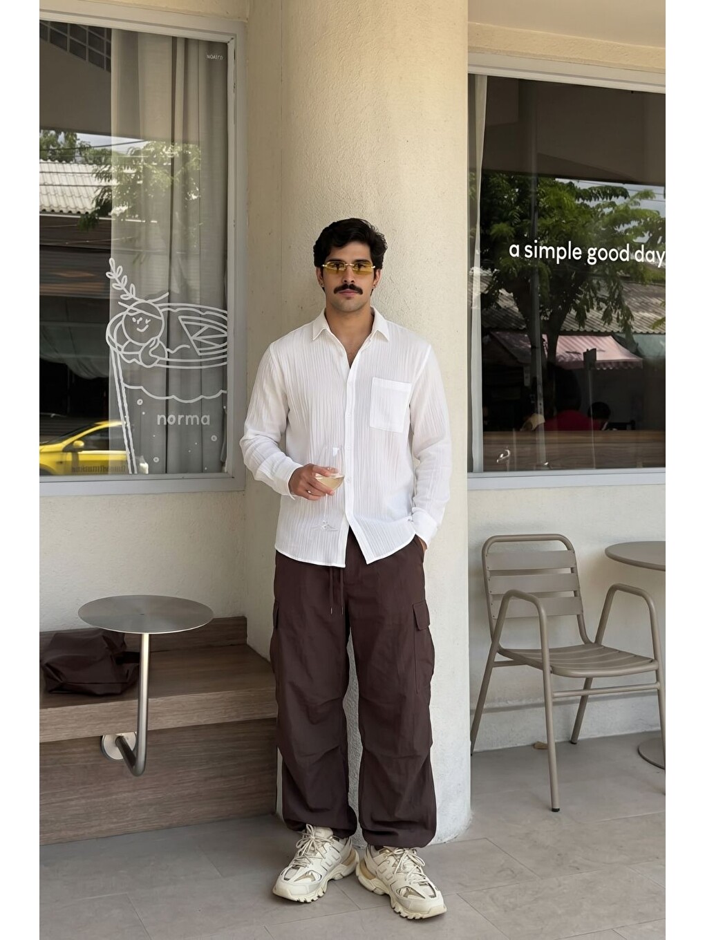 Erkek Krinkıl Beyaz Gömlek