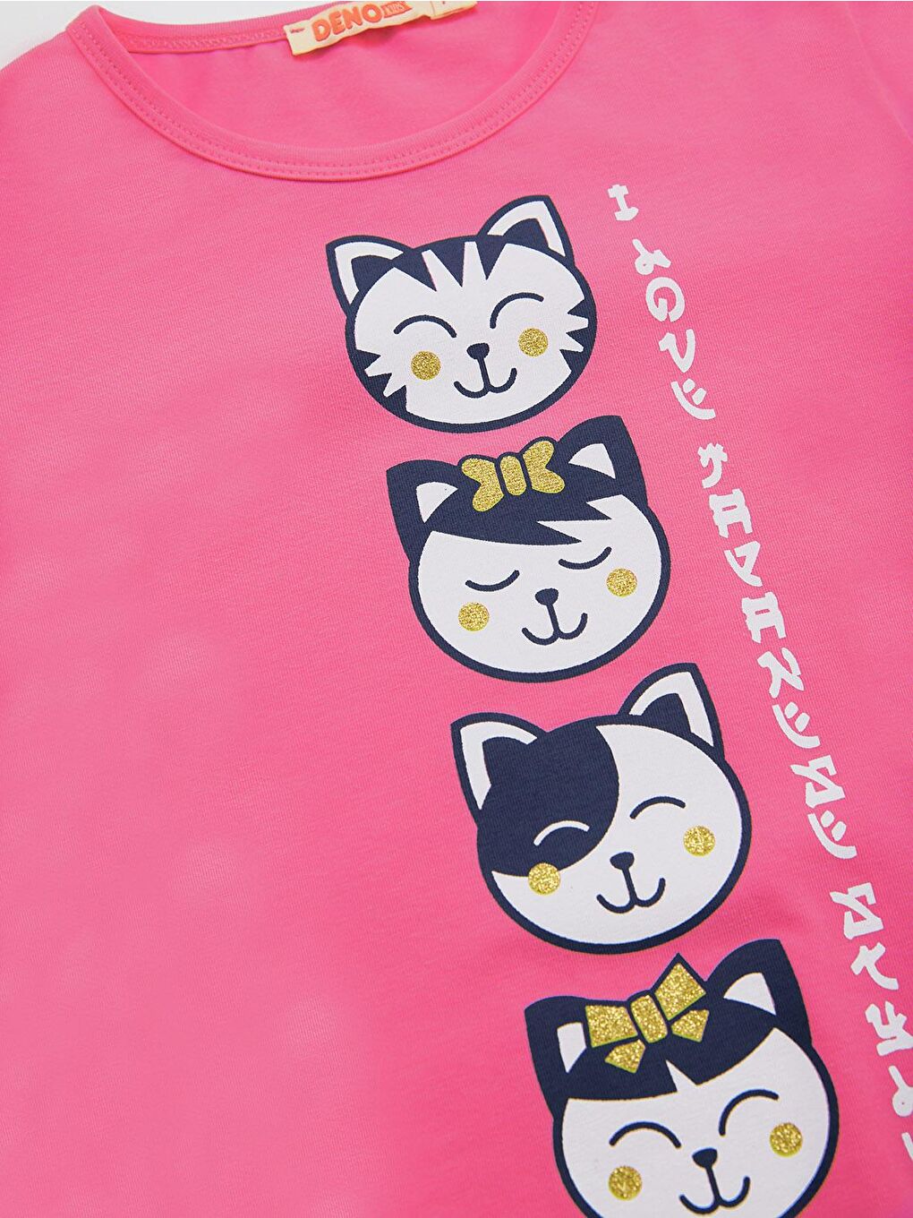 Denokids Karışık Japan Cats Kız Çocuk T-shirt Pantolon Takım - 4