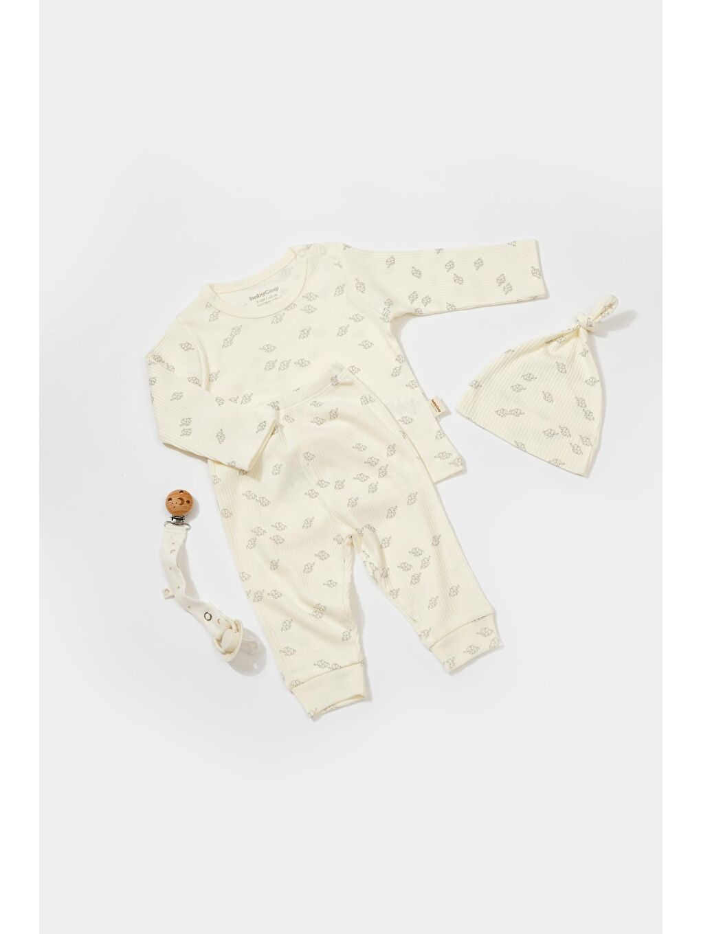 Ekru Organik Modal Fil Baskılı 3 Lü Set csym25500