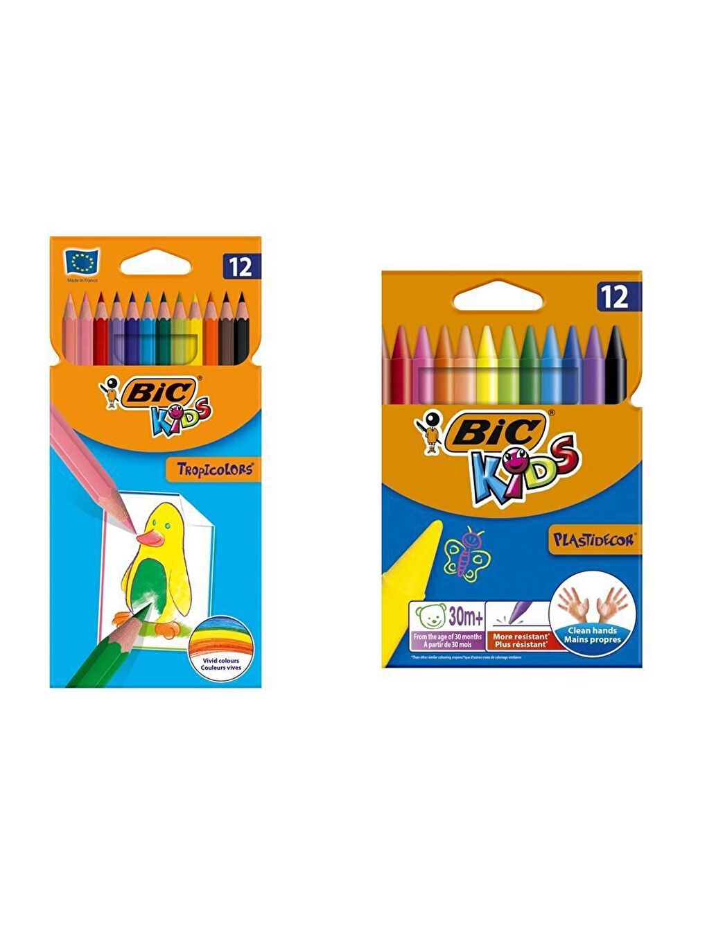 Bic Beyaz Tropicolors Kuru Boya 12 Renk+ Plastidecor Pastel Boya 12 Renk