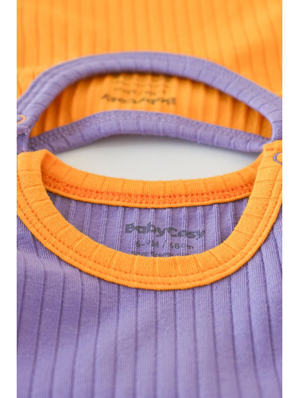 BabyCosy Organic Wear Turuncu Rıbana 2 Pcs Sleeveles Body Yellow-Purple - 5