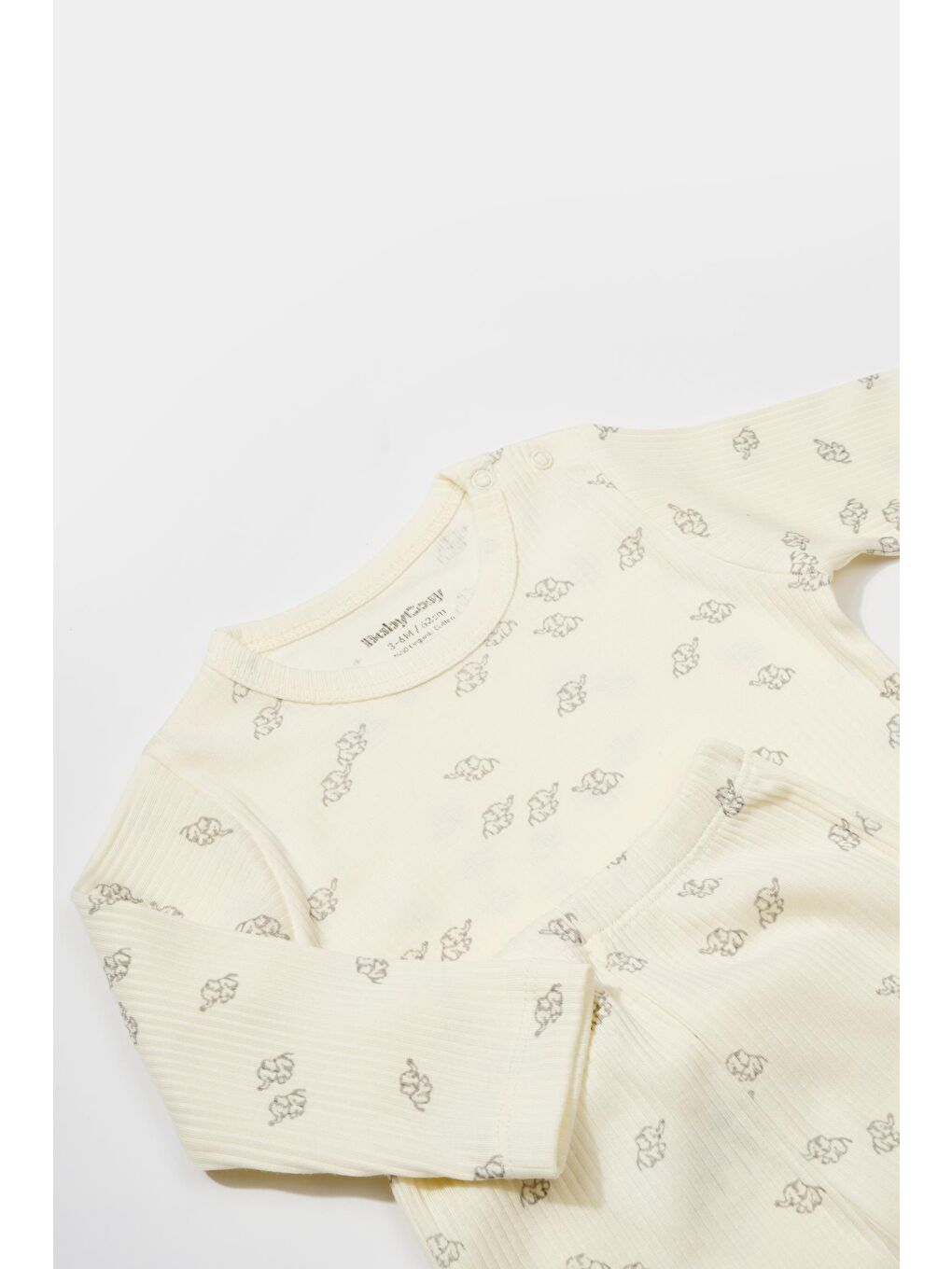 Ekru Organik Modal Fil Baskılı 3 Lü Set csym25500-1