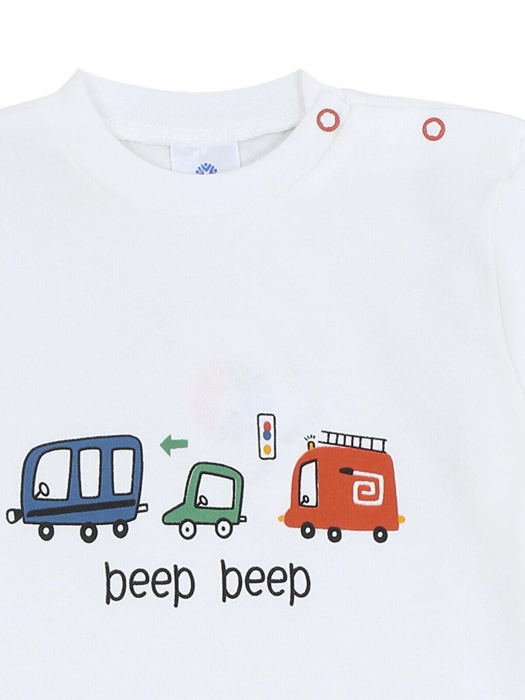 Ekru Bisiklet Yaka Uzun Kollu Baskılı Erkek Bebek 2'li Takım-3