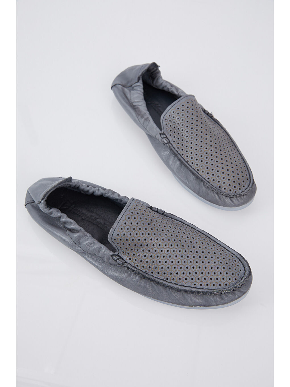 Erkek Gri Arkası Lastikli Hakiki Deri Loafer-3