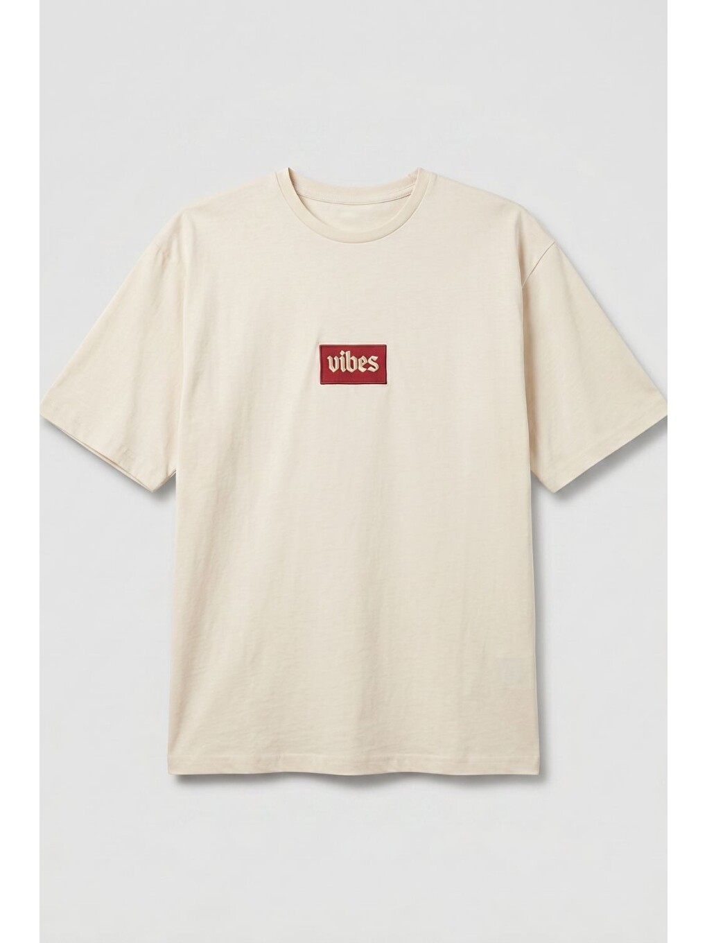 Ekru Erkek Relaxed 003 Oversize Krem Tişört-1