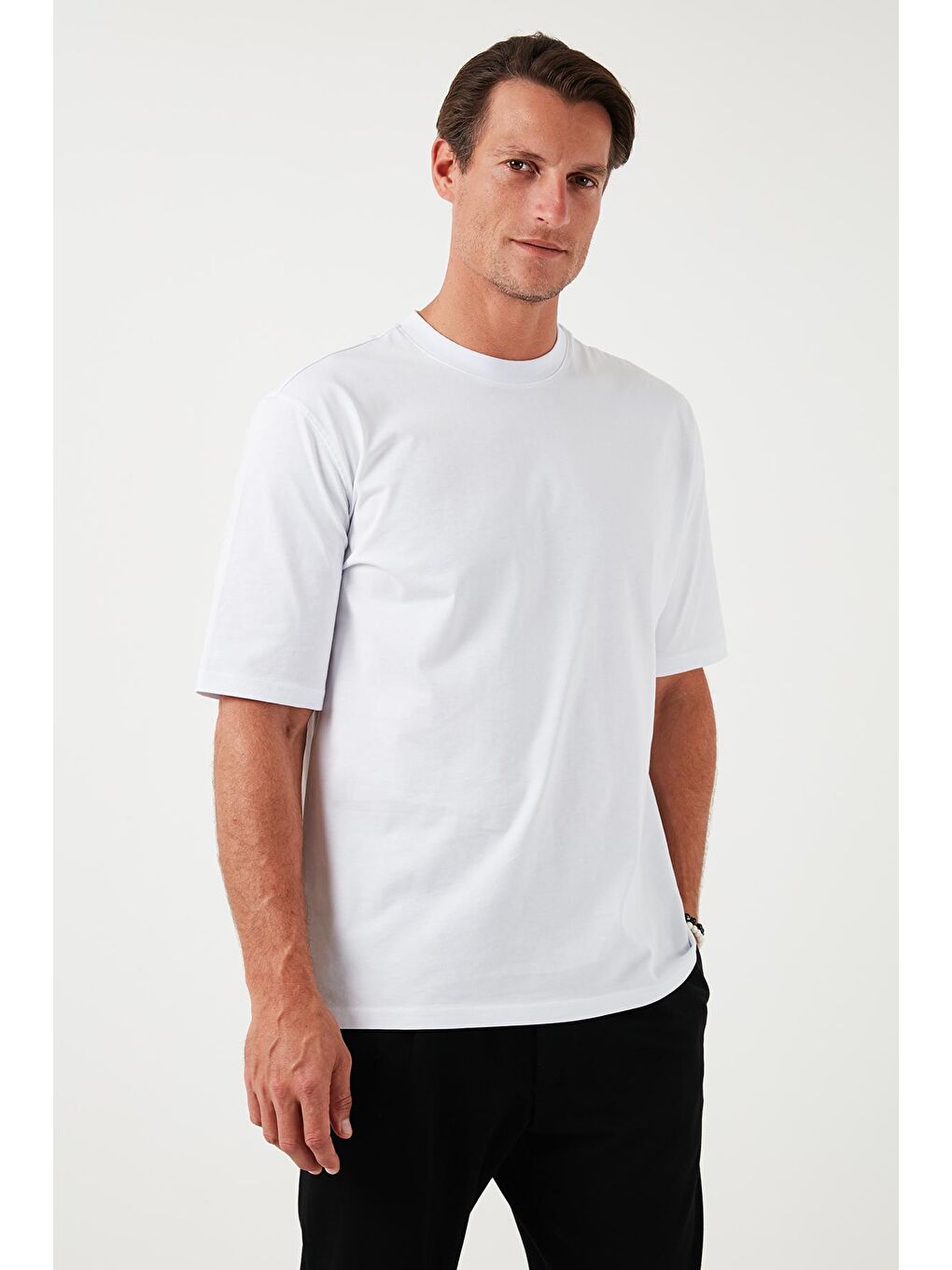 Buratti Kar Melanj Pamuklu Oversize Bisiklet Yaka Basic Erkek T Shirt 5902365 - 6