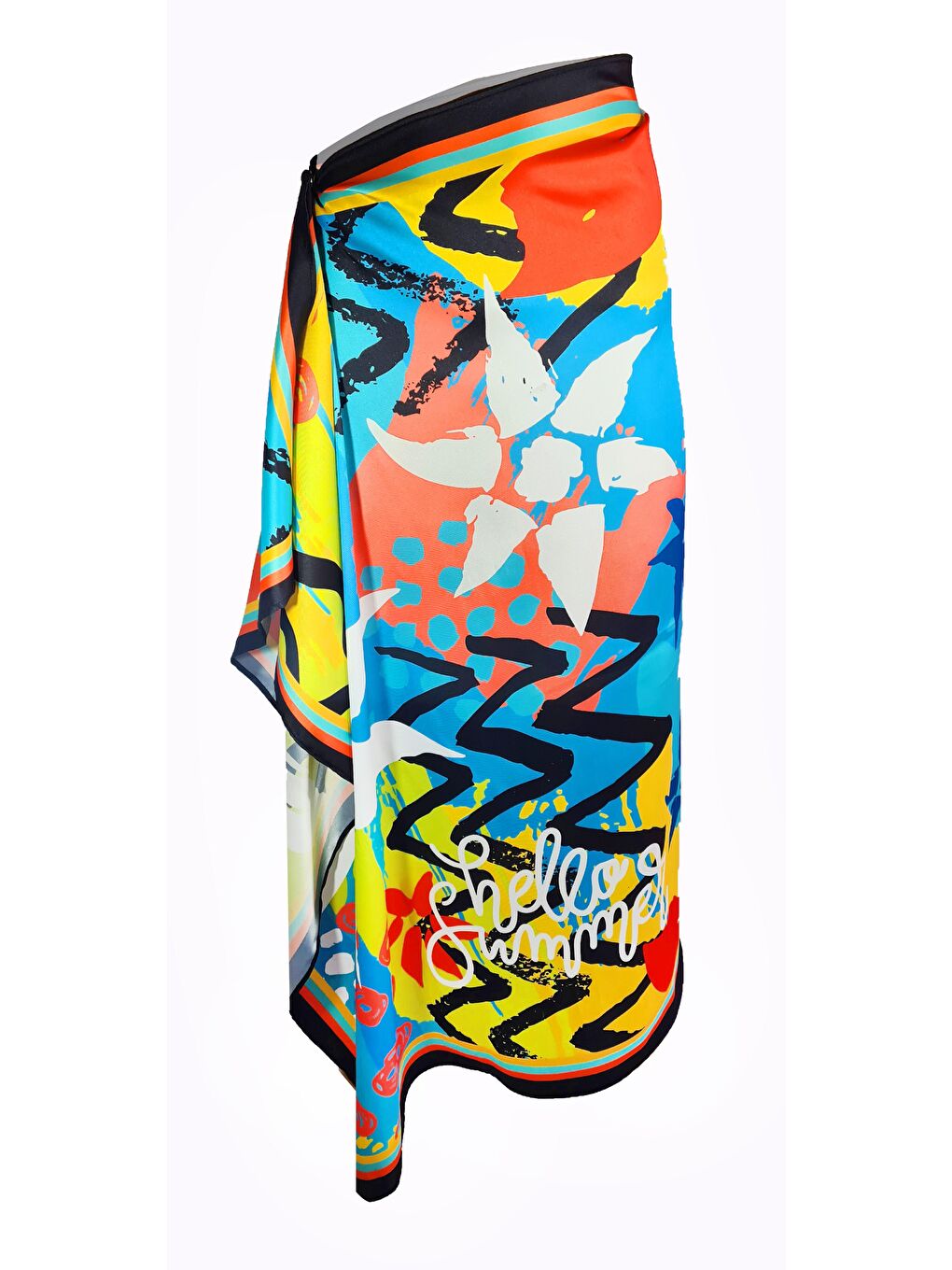 Sarı Elena Karışık Çiçek Desen Pareo 95cm*145cm