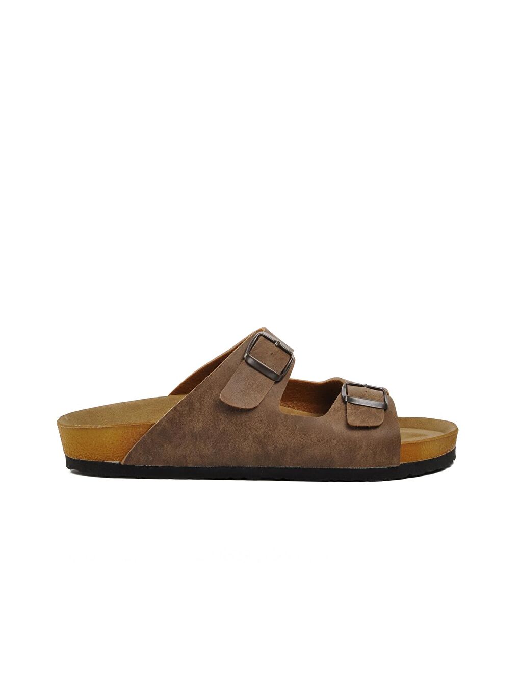 Bej Vizon Çift Bantlı Mantar Taban Erkek Terlik 31-021