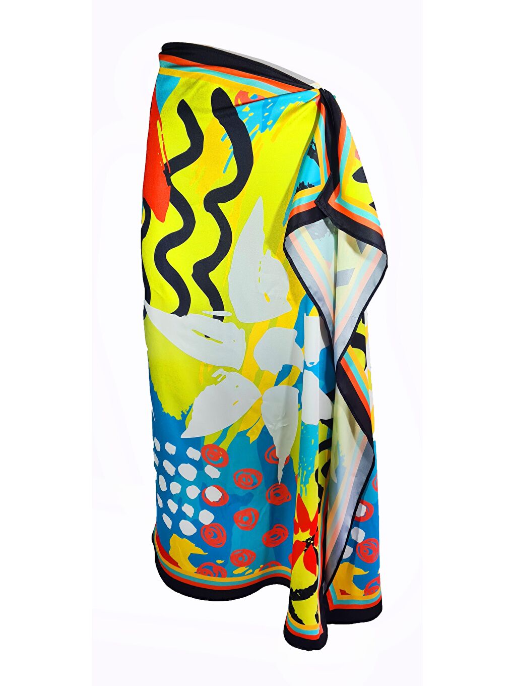 Sarı Elena Karışık Çiçek Desen Pareo 95cm*145cm-1