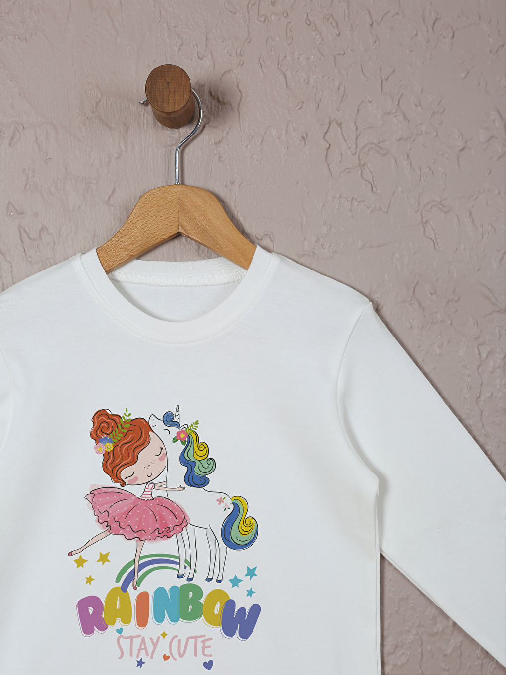 Luggi Baby Ekru Bisiklet Yaka Uzun Kollu Kız Çocuk Pijama Takımı - 1