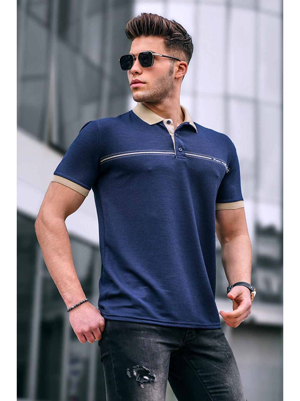 Lacivert Erkek Basic Polo Yaka Tişört