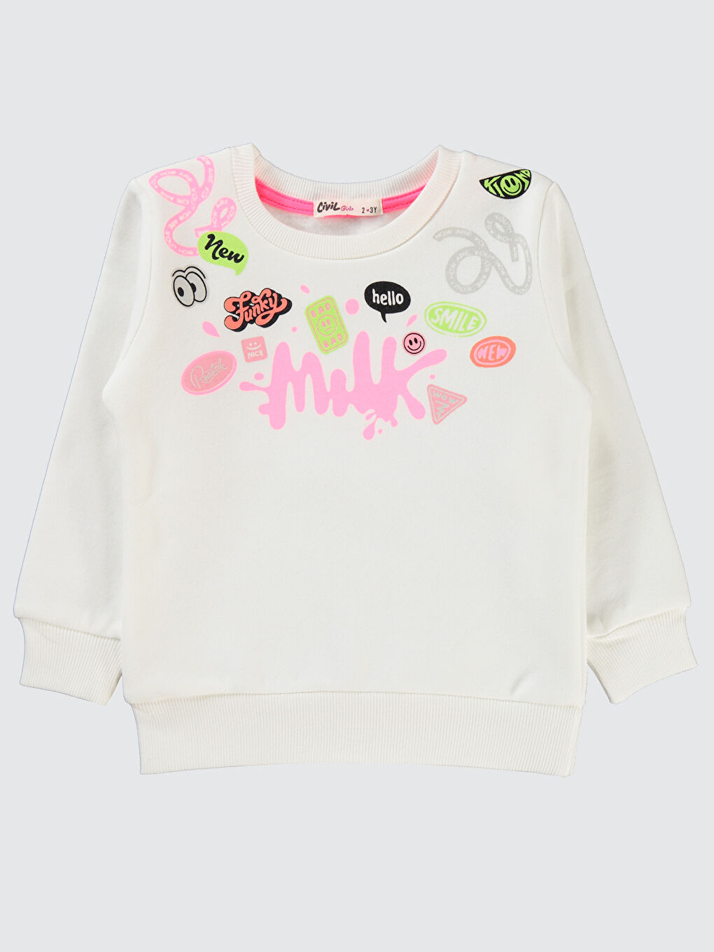 Girls Kız Çocuk Sweatshirt 2-5 Yaş Ekru