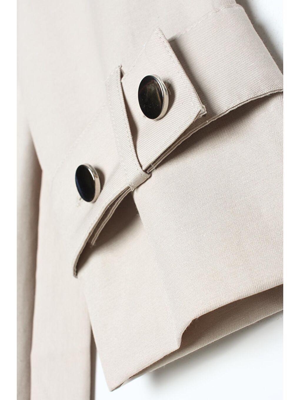 Bej Taş Yarım Patlı Kolları Apoletli Kuşaklı Tunik-4