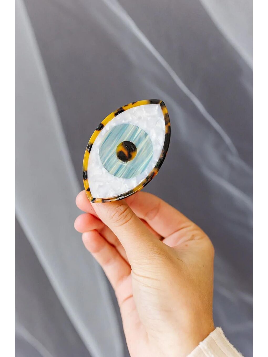 Mavi Nazar Göz Lüks Kemik Mandal Toka-5