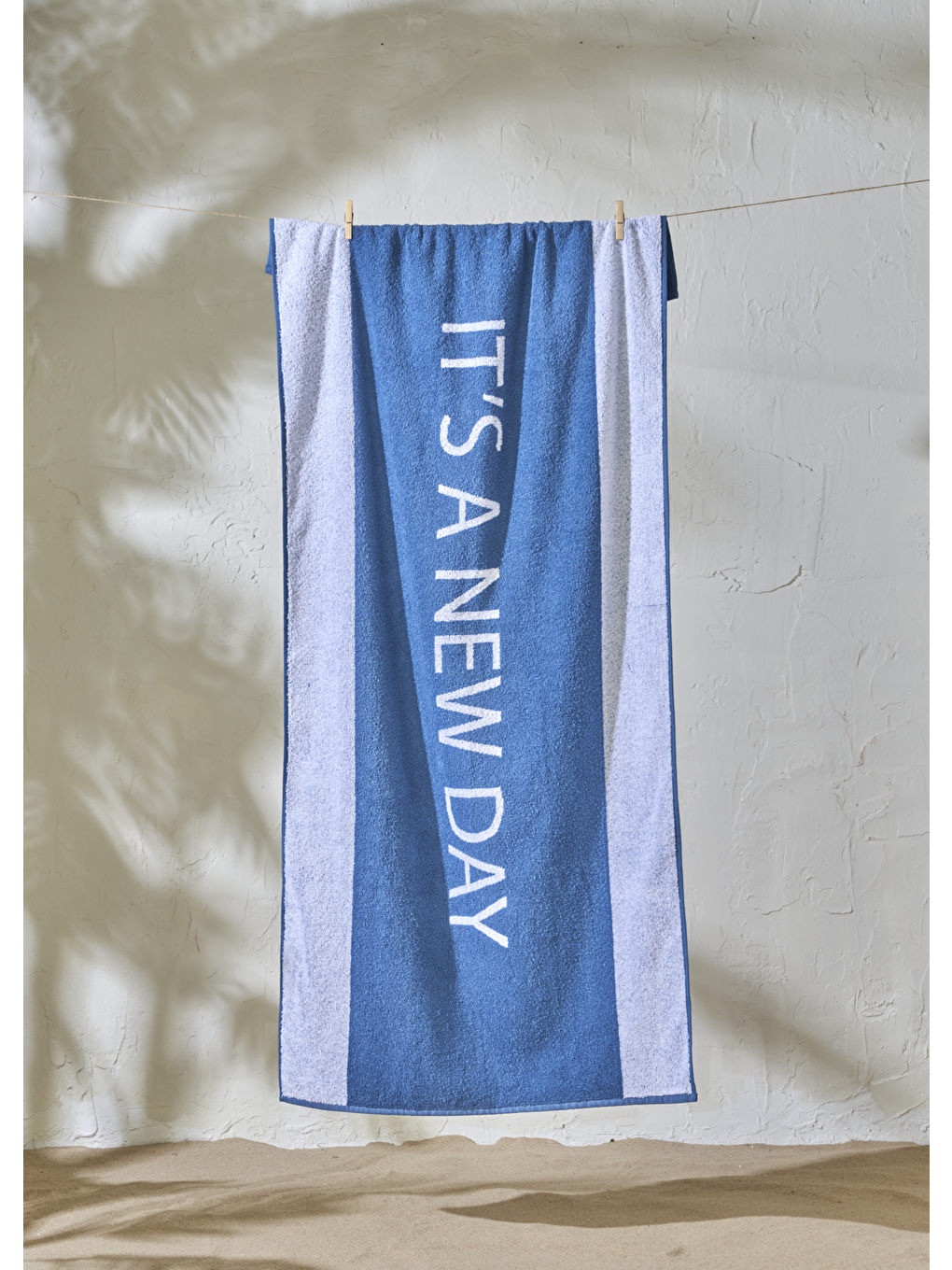 %100 Pamuk It's A New Day Plaj Havlusu Lacivert (90x150 Cm)
