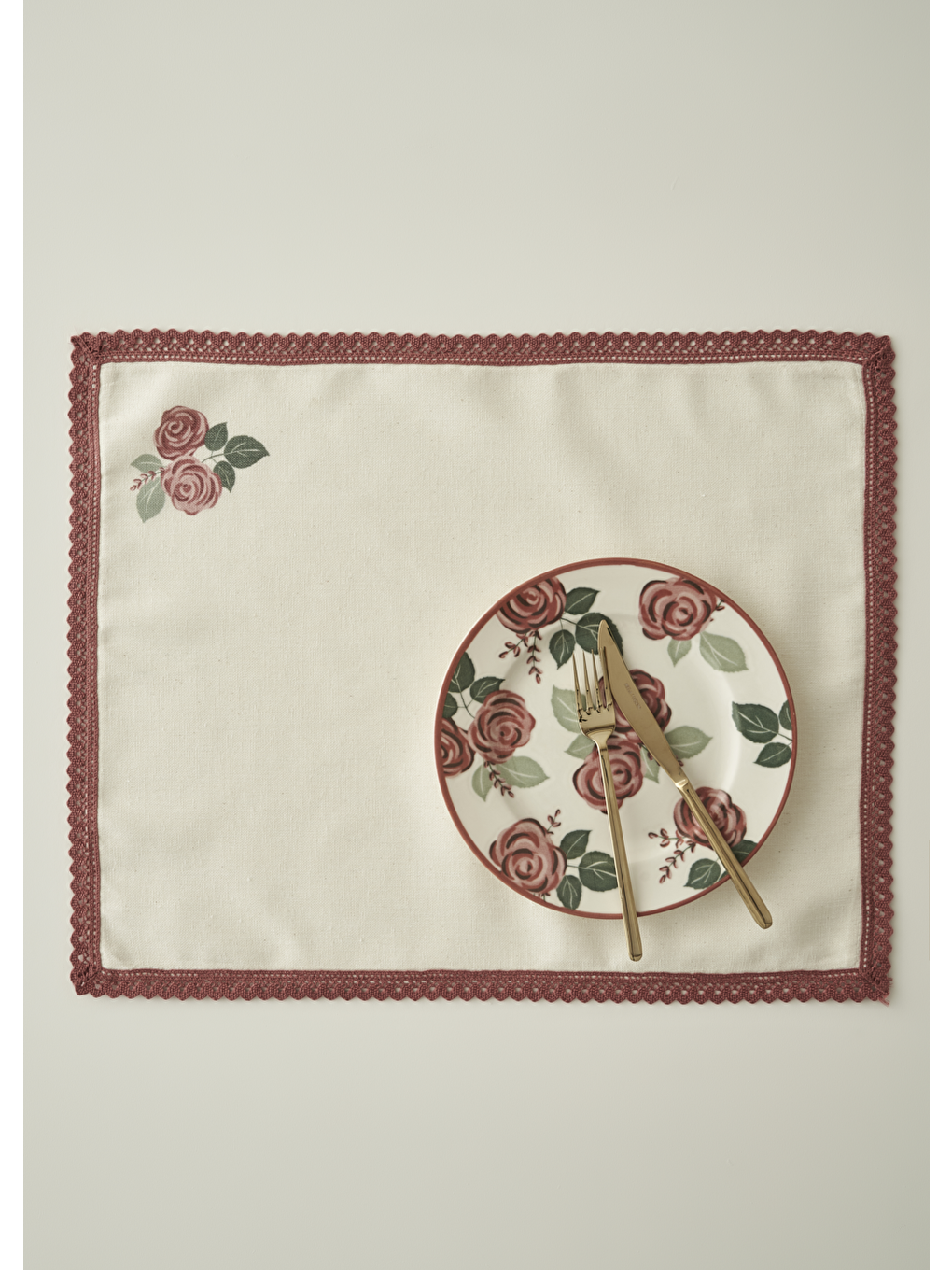 Bella Maison Ekru Rose Kopanakili Amerikan Servis Krem (35x45 Cm)