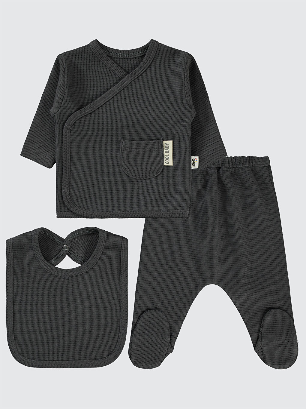 Gri Baby Erkek Bebek Zıbın Takımları 0-1 Ay Füme
