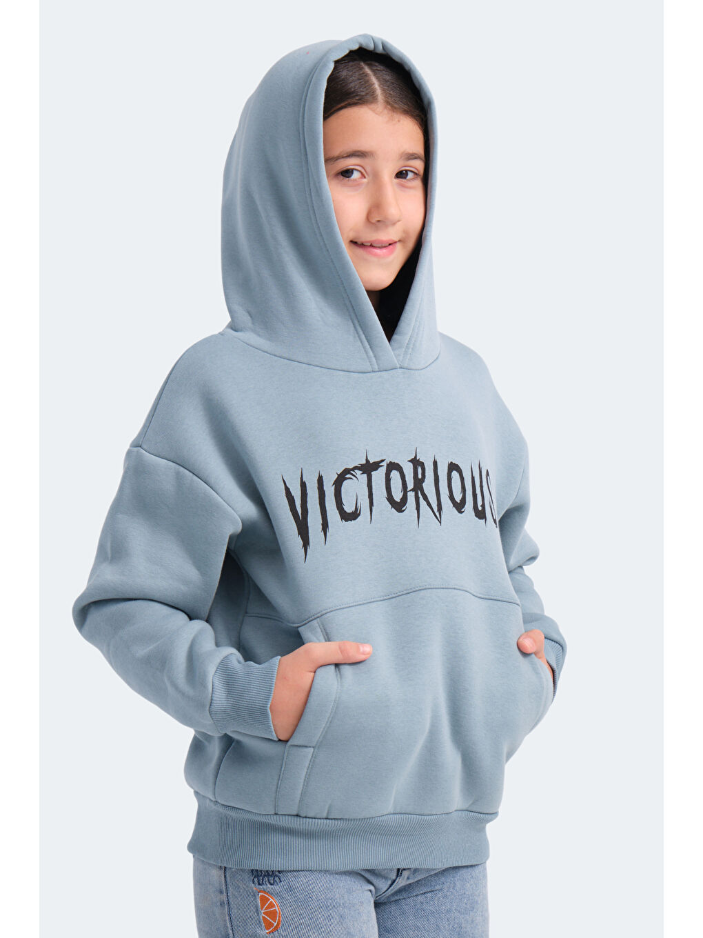 LEXUS Unisex Çocuk Kapüşonlu Cepli Mavi Sweatshirt-2