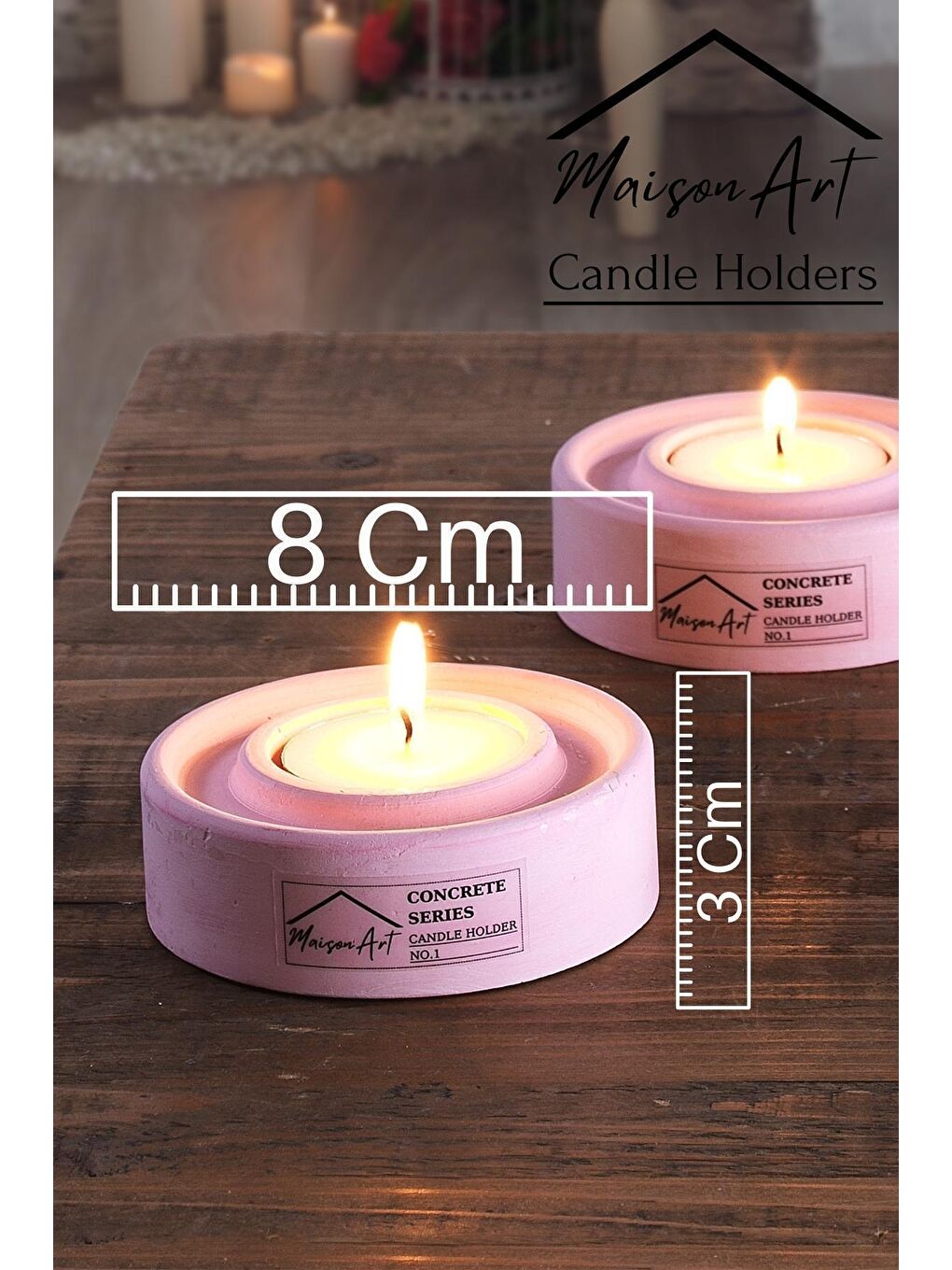 MaisonArt Pembe Holder | 3'Lü Set Mumluk | Tea Light Mumluk Seti | Dekoratif Şamdan Mumluk - 1