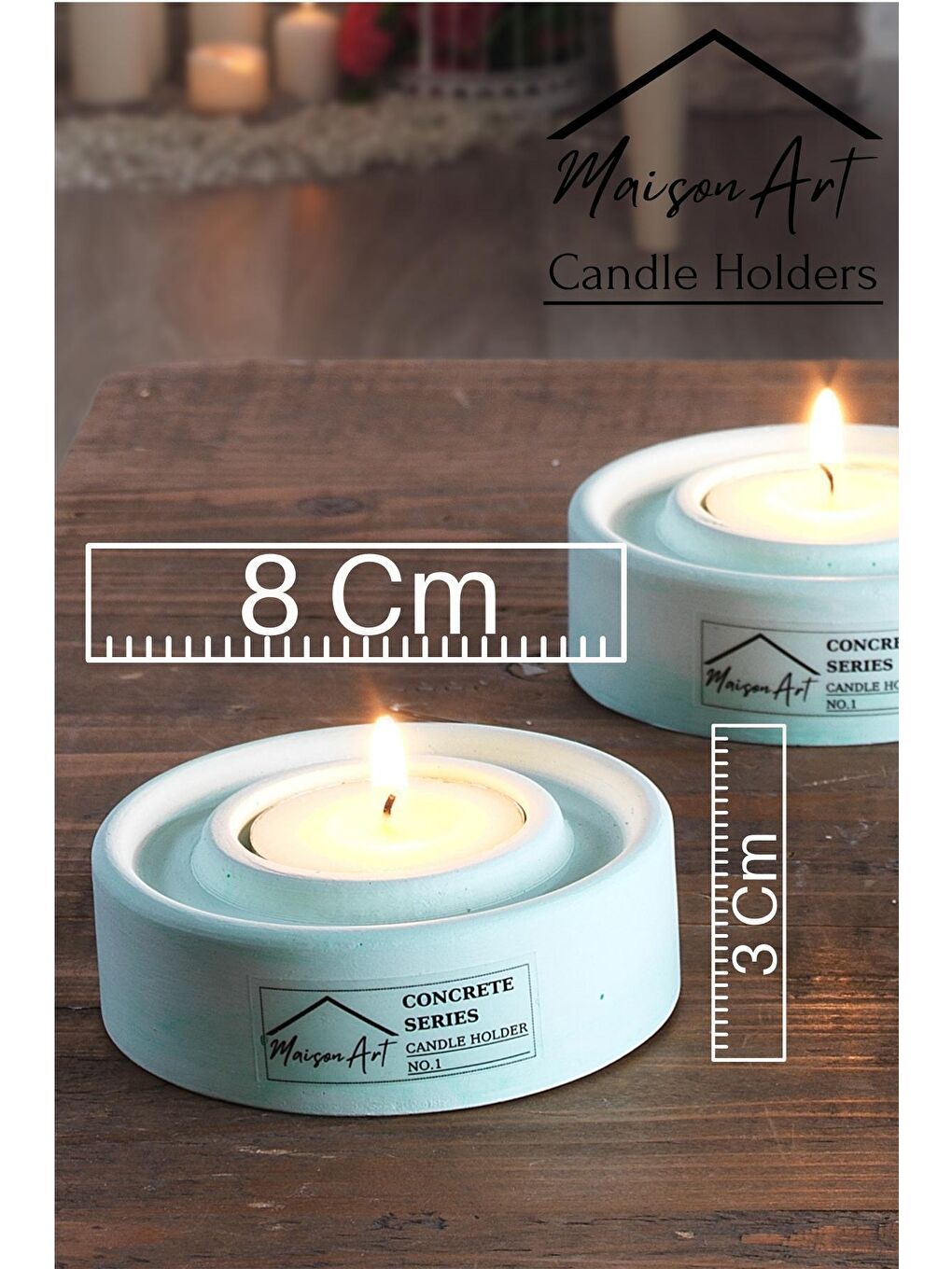 MaisonArt Yeşil Holder | 3'Lü Set Mumluk | Tea Light Mumluk Seti | Dekoratif Şamdan Mumluk - 1