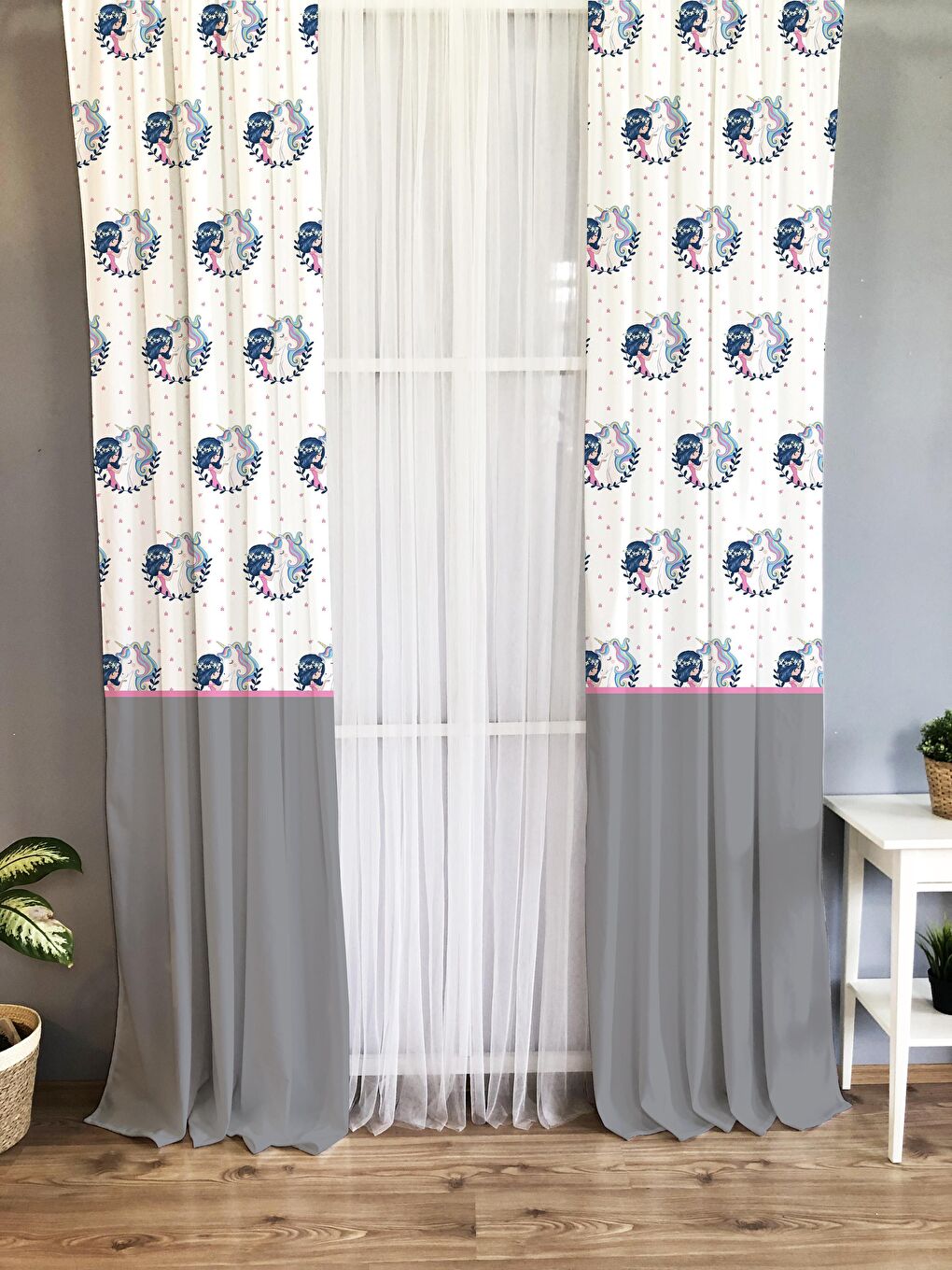 Karışık Desenli Çocuk Ve Bebek Odası TEK KANAT Fon Perde