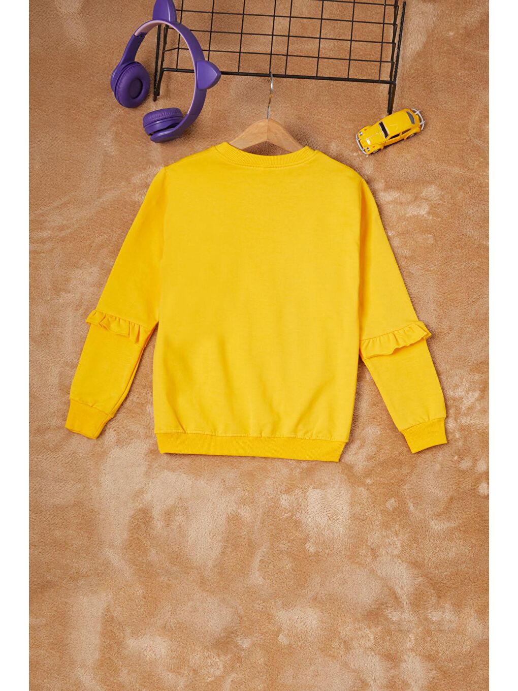 Sarı Papatya Baskılı Kız Çocuk Sweatshirt 16612-3