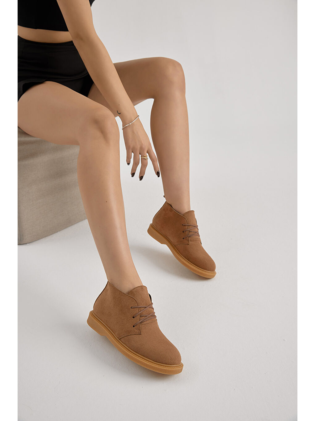 Kahverengi Kadın Taba Süet Termo Taban Bağcıklı Günlük Bot-2