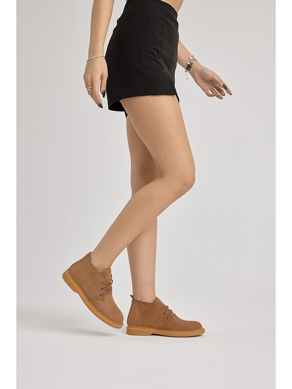 Kahverengi Kadın Taba Süet Termo Taban Bağcıklı Günlük Bot-3