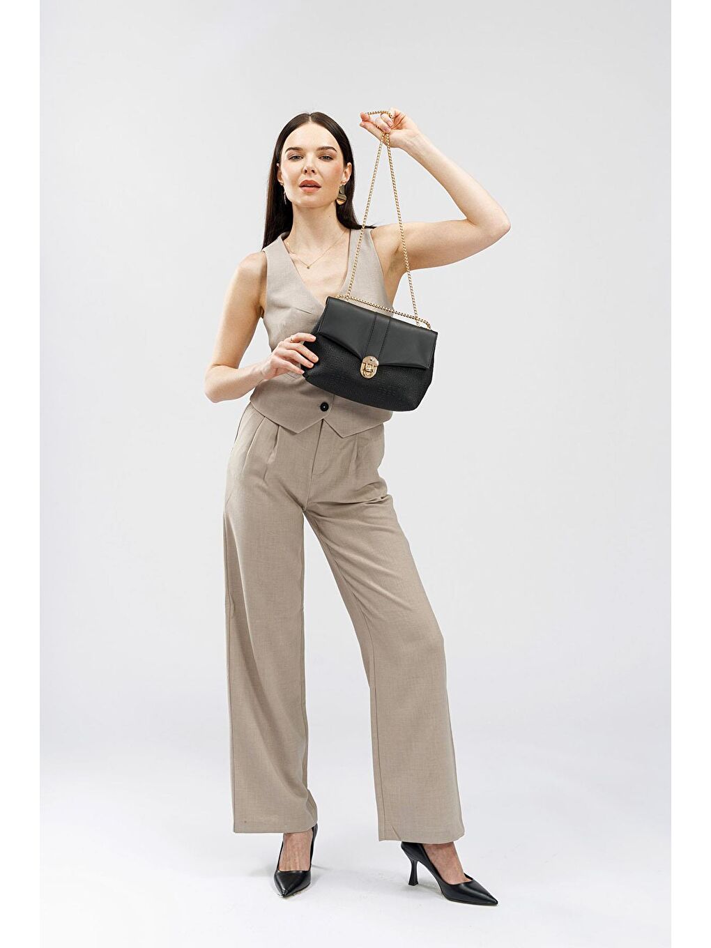 Siyah Desenli Kadın El ve Omuz Çantası-2