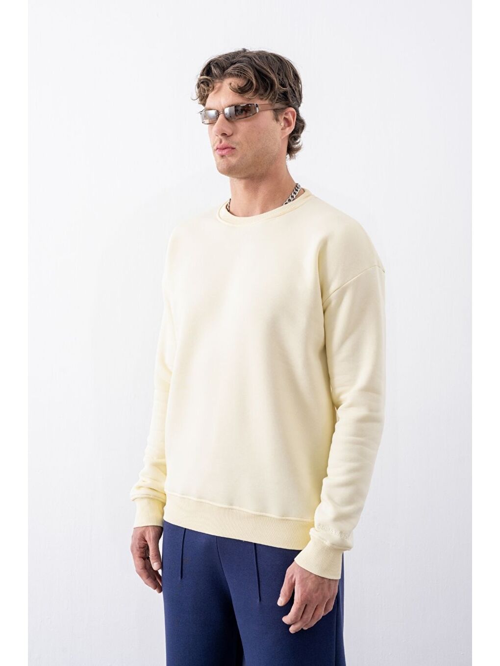 Ekru Erkek Vibe Oversize Krem Sweatshirt-1