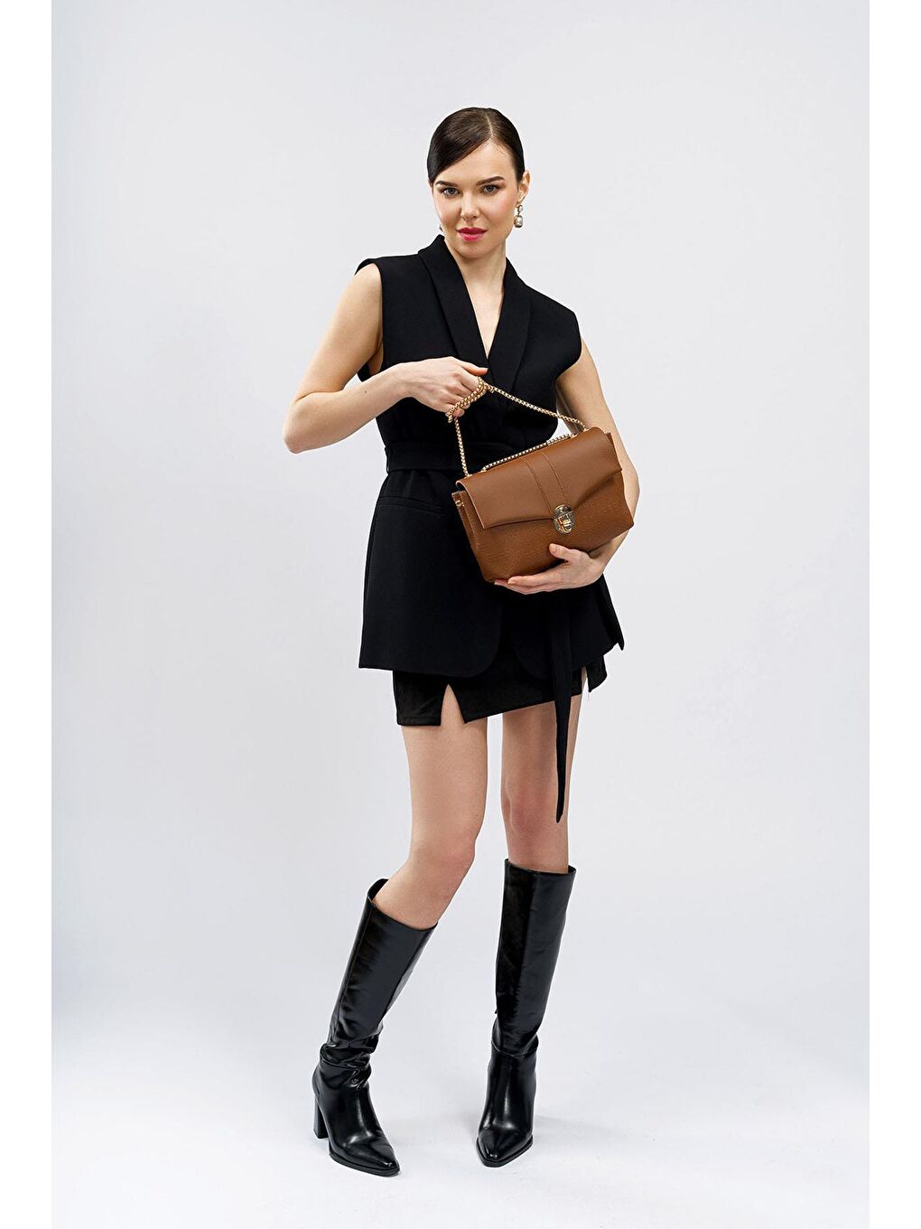 Sarı Desenli Kadın El ve Omuz Çantası-2