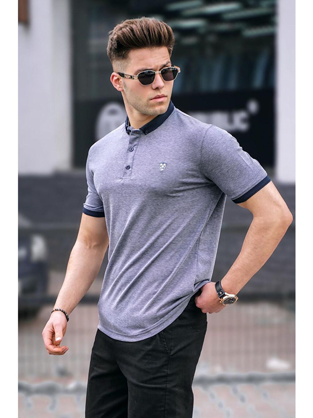 Lacivert Polo Yaka Basic Erkek Tişört