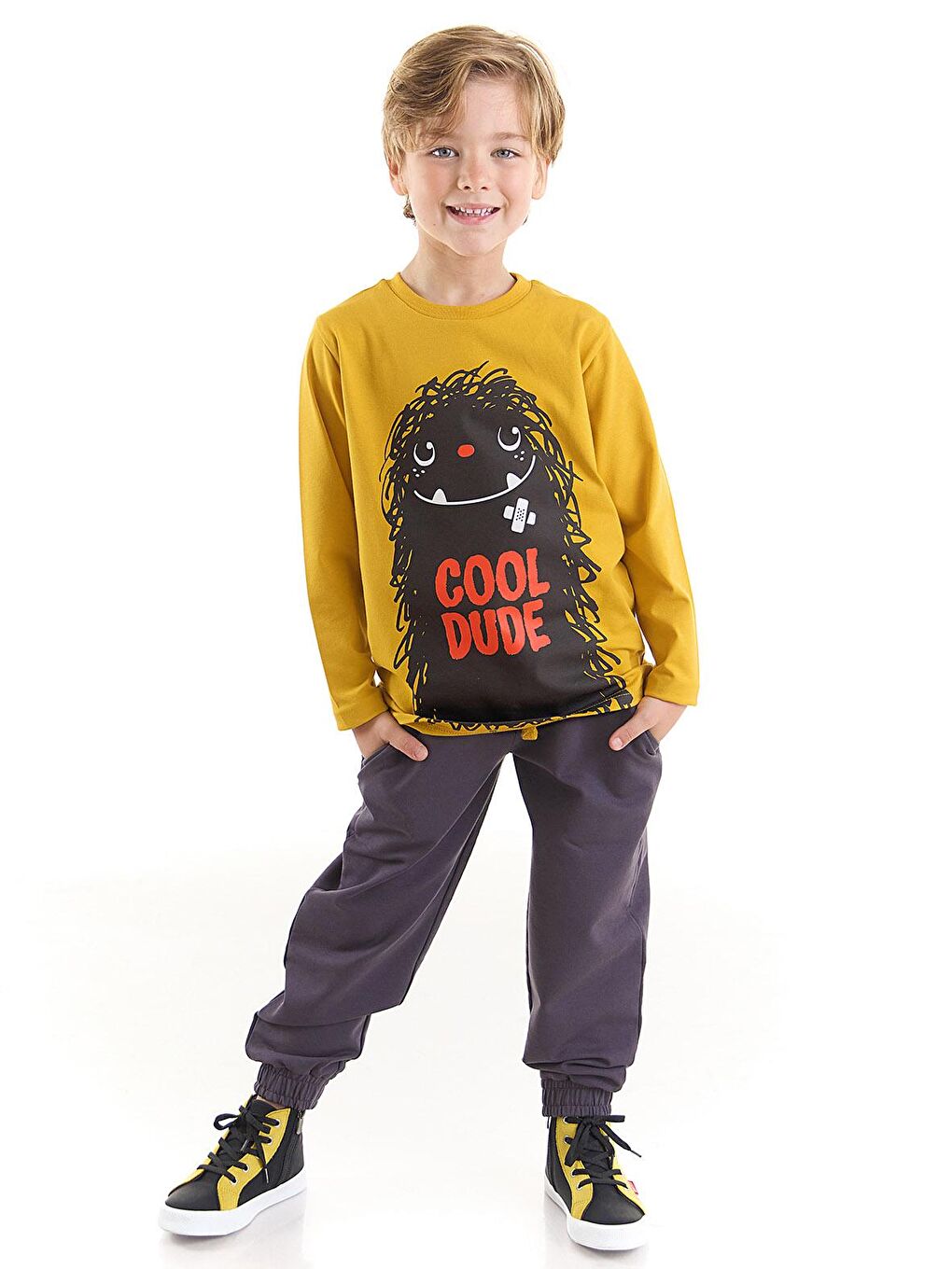 Denokids Karışık Cool Dude Erkek Çocuk T-shirt Pantolon Takım