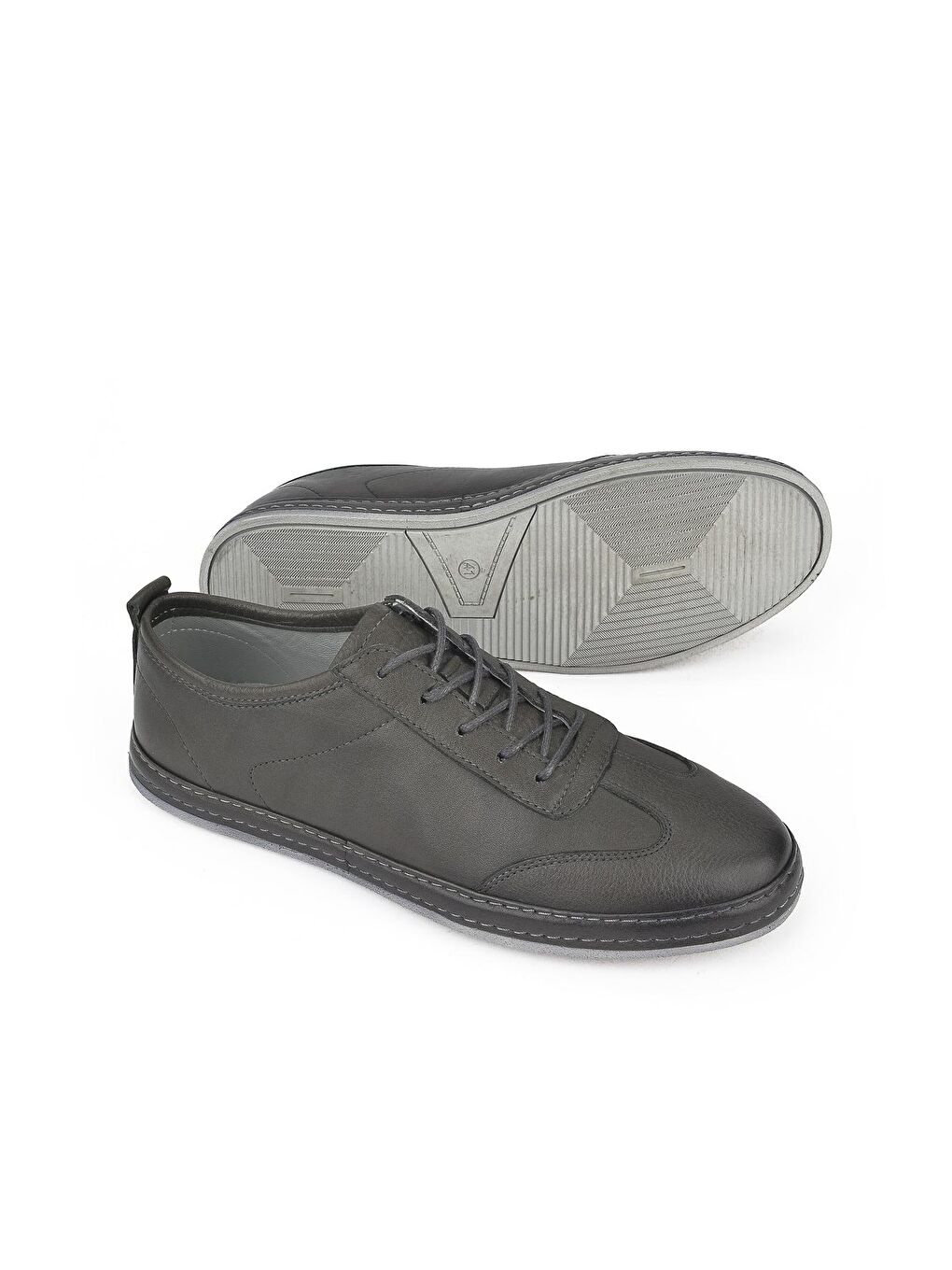 Erkek Hakiki Deri Sneaker 1311002 154 Gri-3