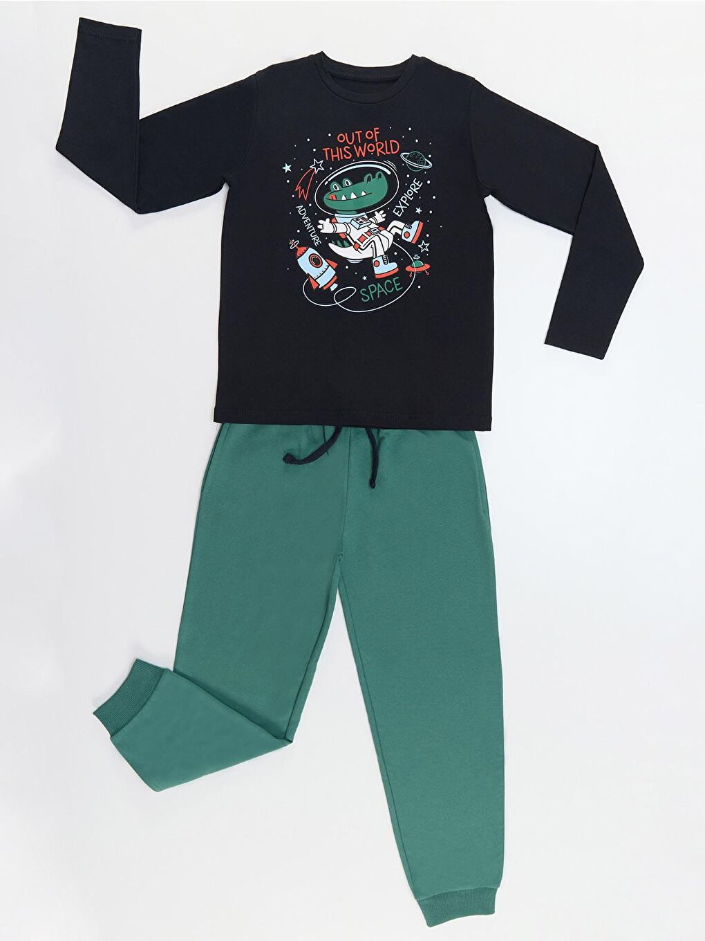 Denokids Karışık Astronot Timsah Erkek Çocuk T-shirt Pantolon Takım - 2