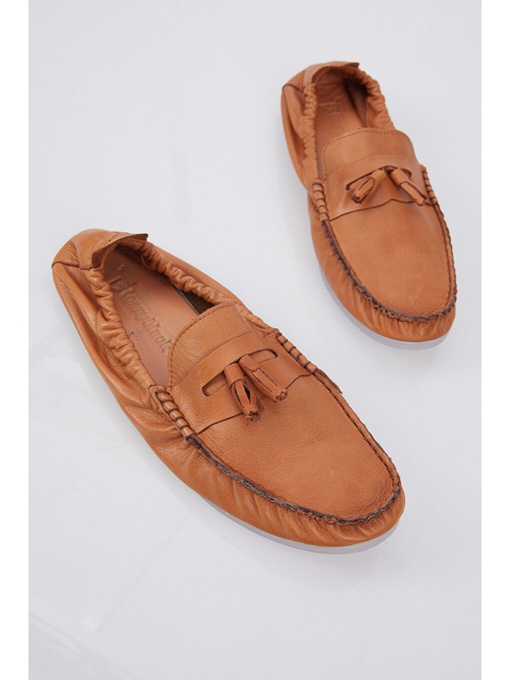 Kahverengi Erkek Taba Önü Püsküllü Arkası Lastikli Rahat Kalıp Hakiki Deri Loafer-2