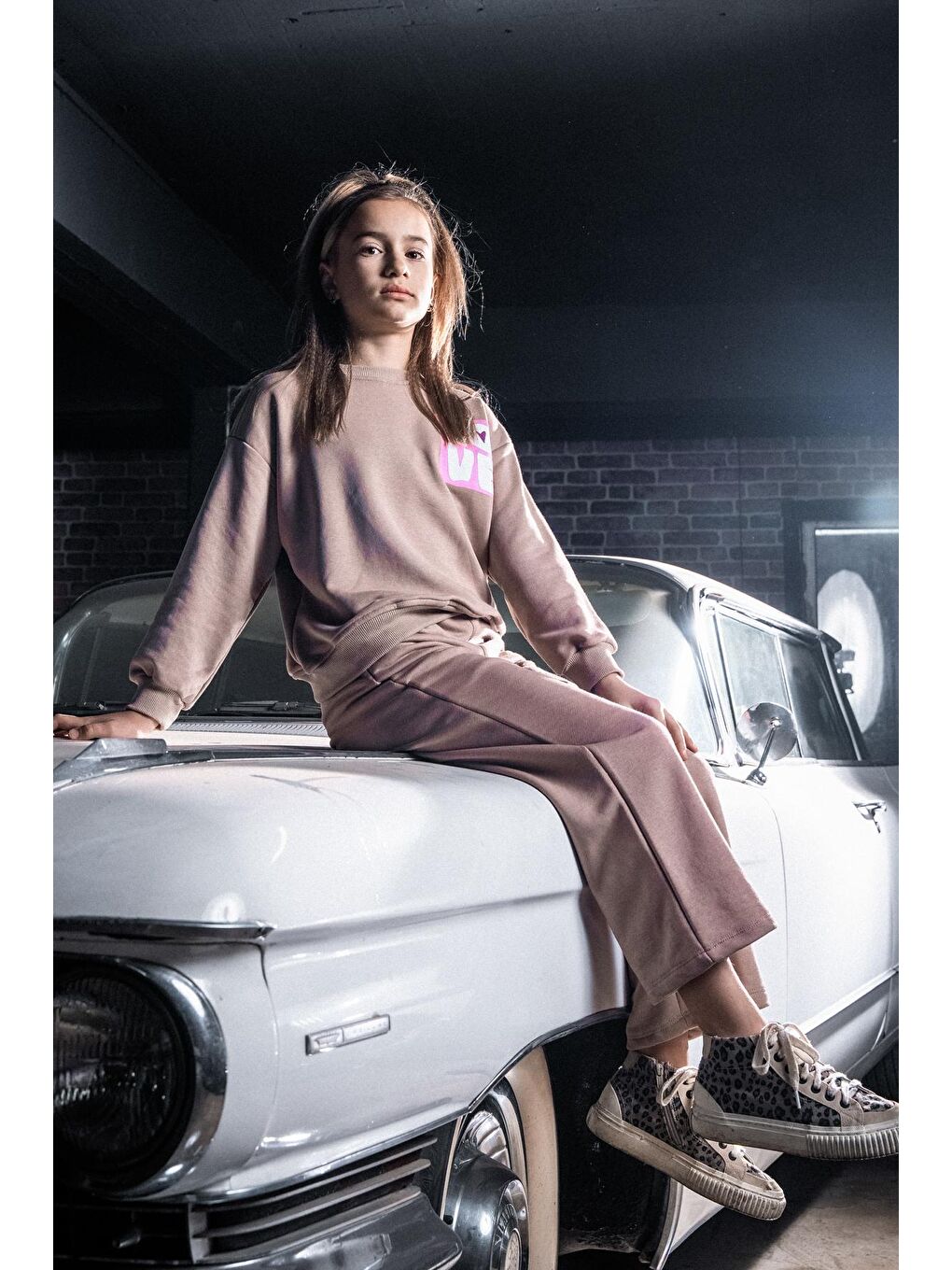 Kahverengi Kız Çocuk Kahve Love Baskı 5-9 Yaş Takım - 23303-1-4