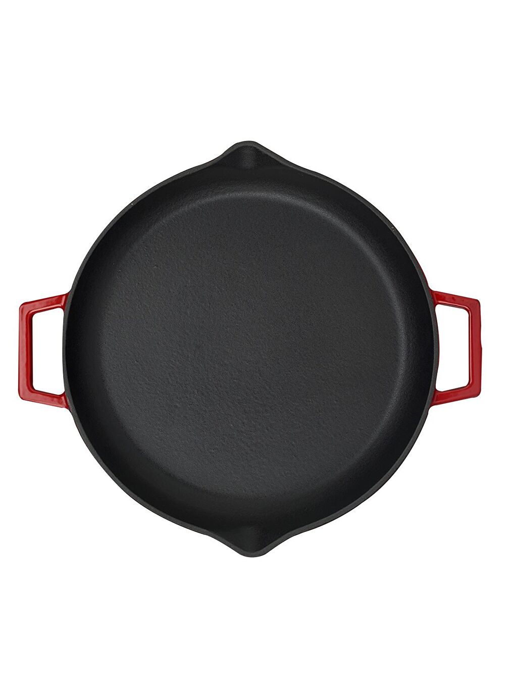Kırmızı Yuvarlak Kızartma Tavası Döküm Demir Yekpare Çift Kulplu Çap(Ø)26cm.-2