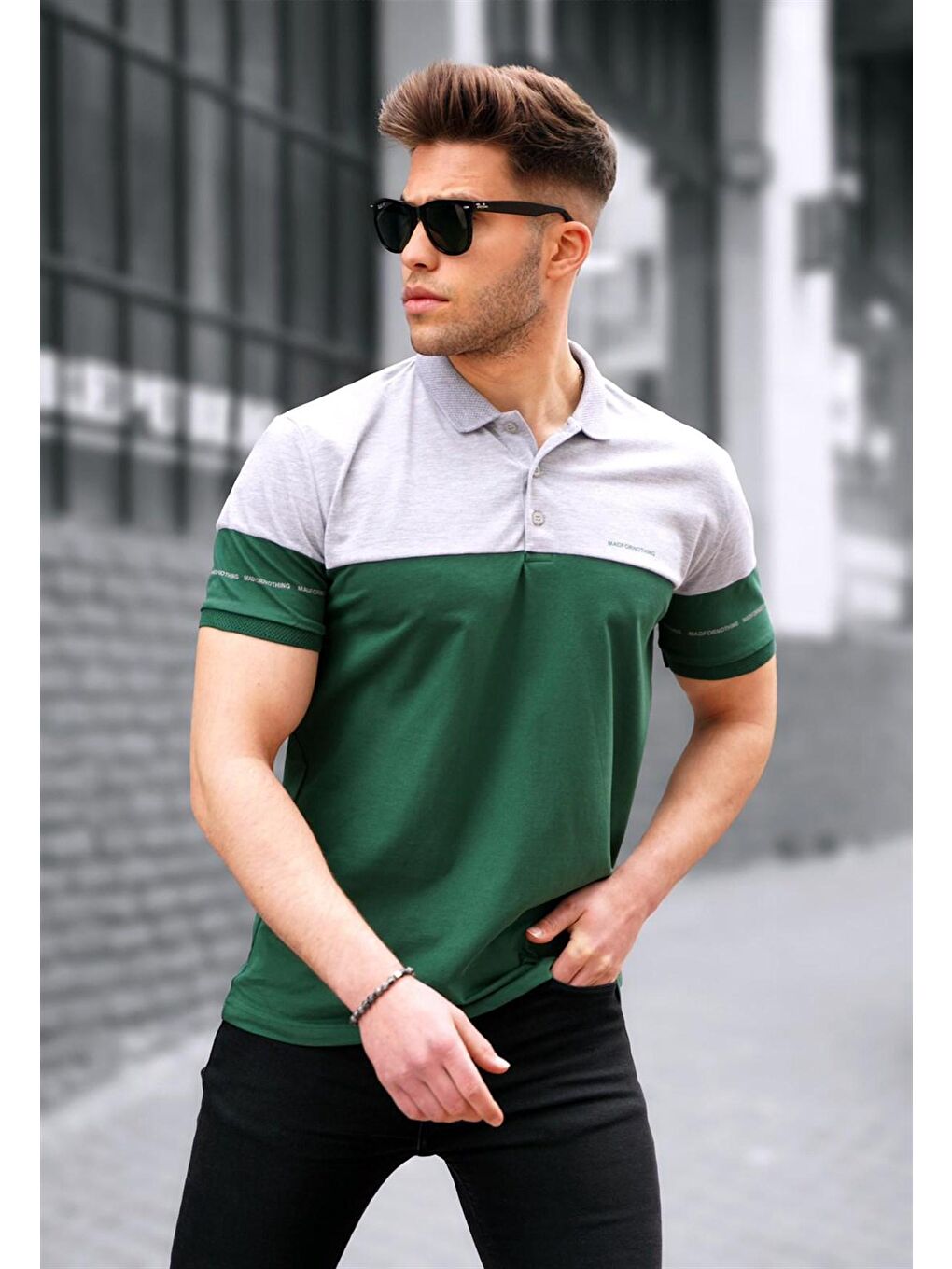 Erkek Basic Yeşil Polo Yaka Erkek Tişört