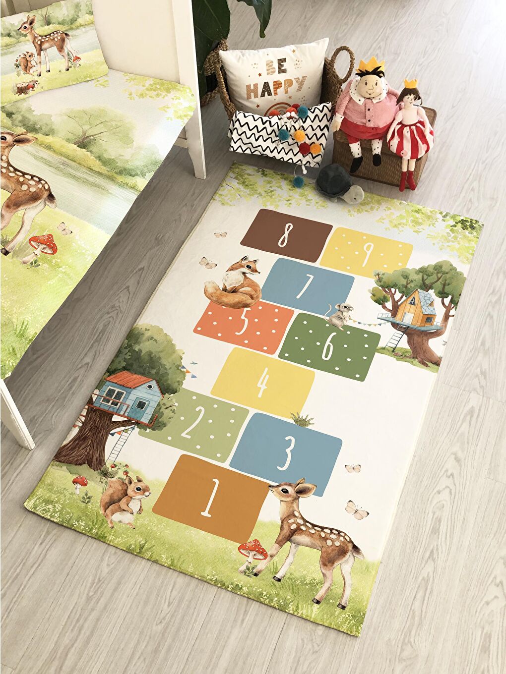 Karışık Seksek Desenli Baskılı Bebek Ve Çocuk Halısı 150x200 cm