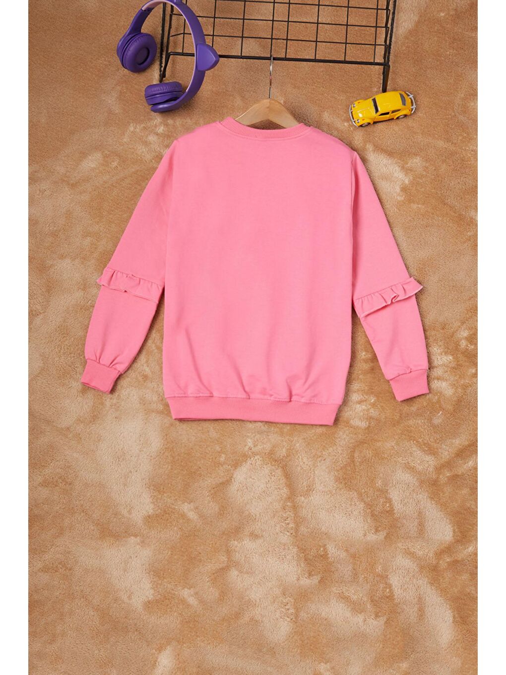 Pembe Papatya Baskılı Kız Çocuk Sweatshirt 16613-3